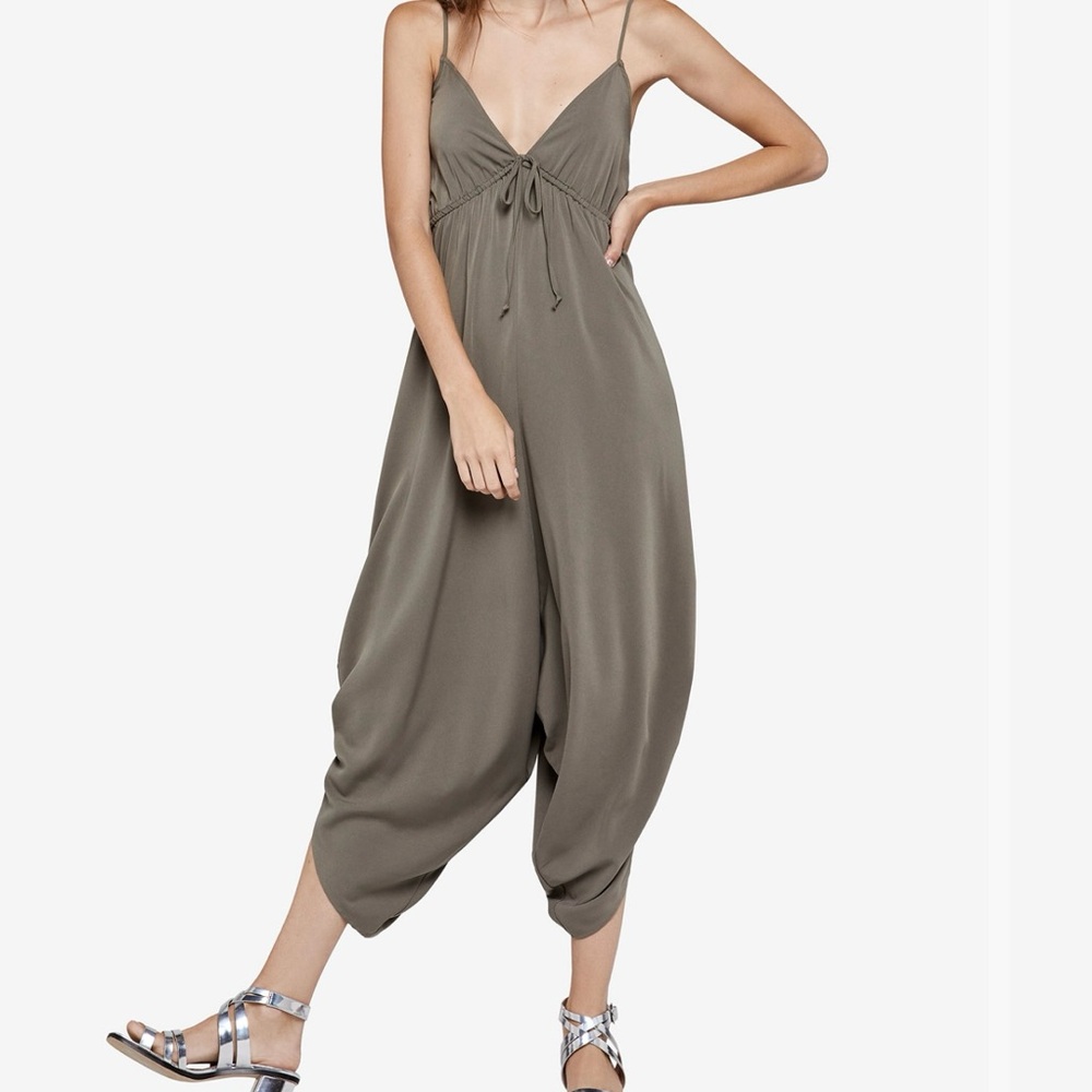 BCBGeneration Khaki Draped Jumpsuit